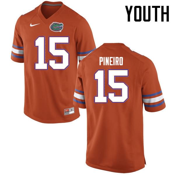 NCAA Florida Gators Eddy Pineiro Youth #15 Nike Orange Stitched Authentic College Football Jersey JBV1064GB